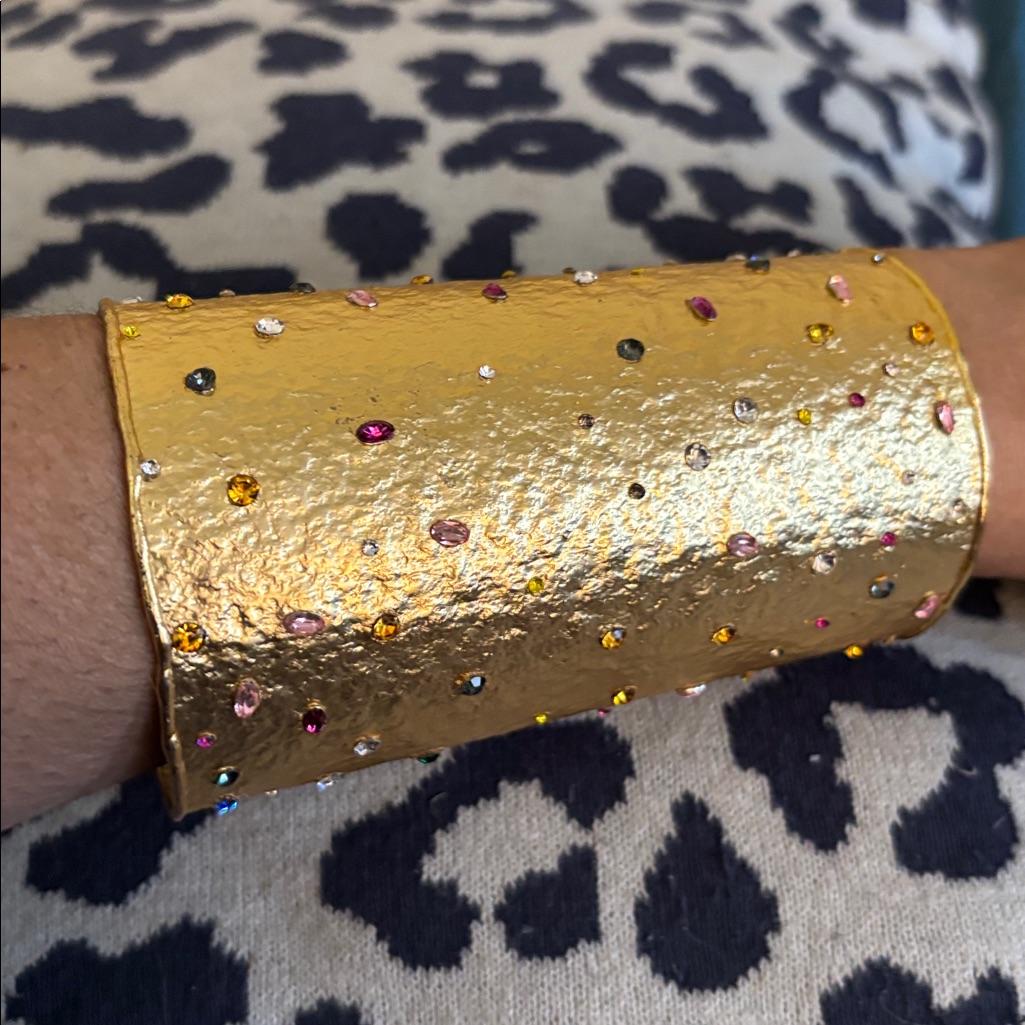 Gold Cuff Bracelet With Multicolor Gems Gold Cuff Bracelet With Multicolor Gems